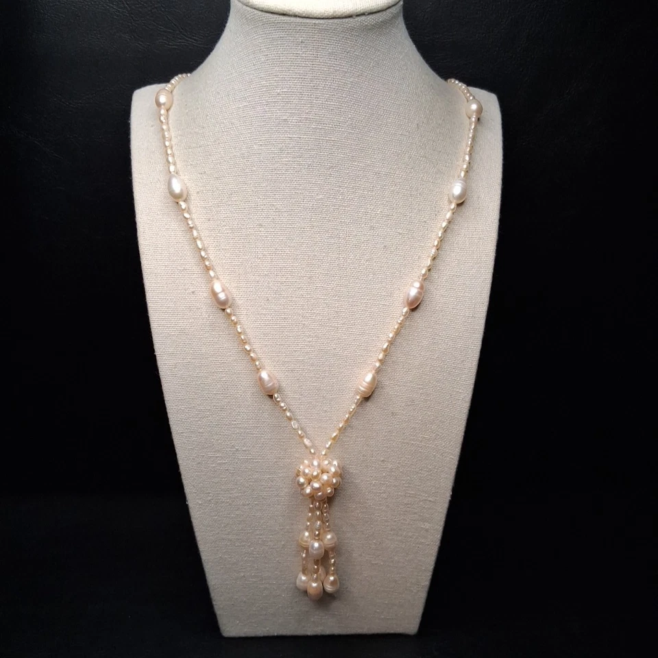 Collar de perlas de agua dulce con borla blanca para joyería de moda. 16.541 Foto 2 de 4