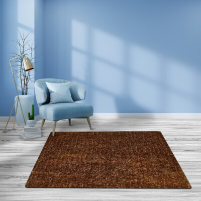 Eco-Friendly Hand Tufted Shag Polyester Square Area Rug Solid Gold BBH Homes