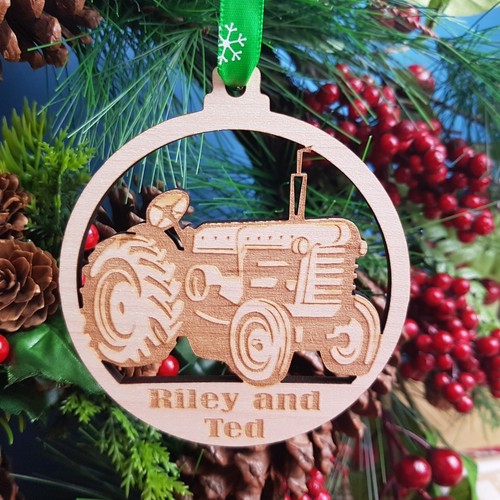Tractor Christmas Tree Personalised Decoration, Gift for Boys, Farm Xmas Bauble - Picture 11 of 14