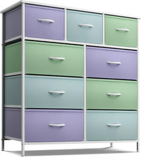 Pastel Kids Dresser with 9 Drawers - Stylish Storage for Bedroom  Office