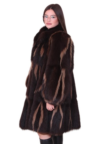coat skunk fur jacket giacca pelliccia puzzola pelzmantel fourrure sable manteau - Picture 7 of 9