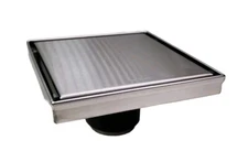 Neodrain 6-Inch Square Shower Drain Brushed Central Vertical Outlet 