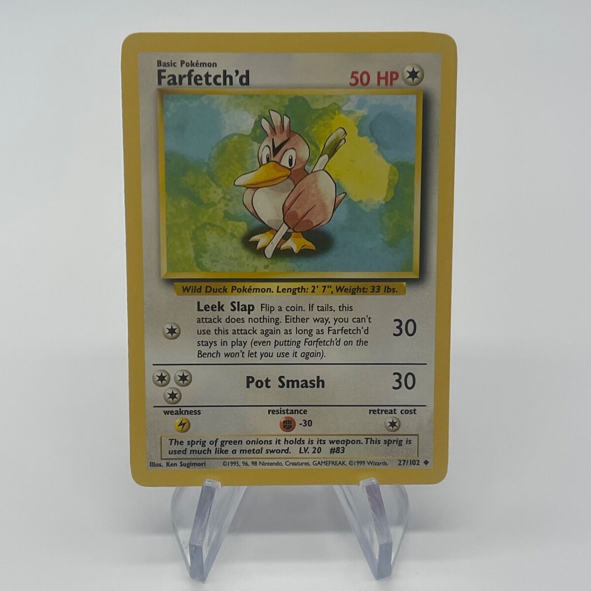 1995, 96, 98 Pokemon Card ** Farfetch'd ** - Base Set 27/102 - Uncommon