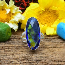 Fantastici Tanzanite Gemma 925 Argento Sterling Artigianale Anello Tutti Misura