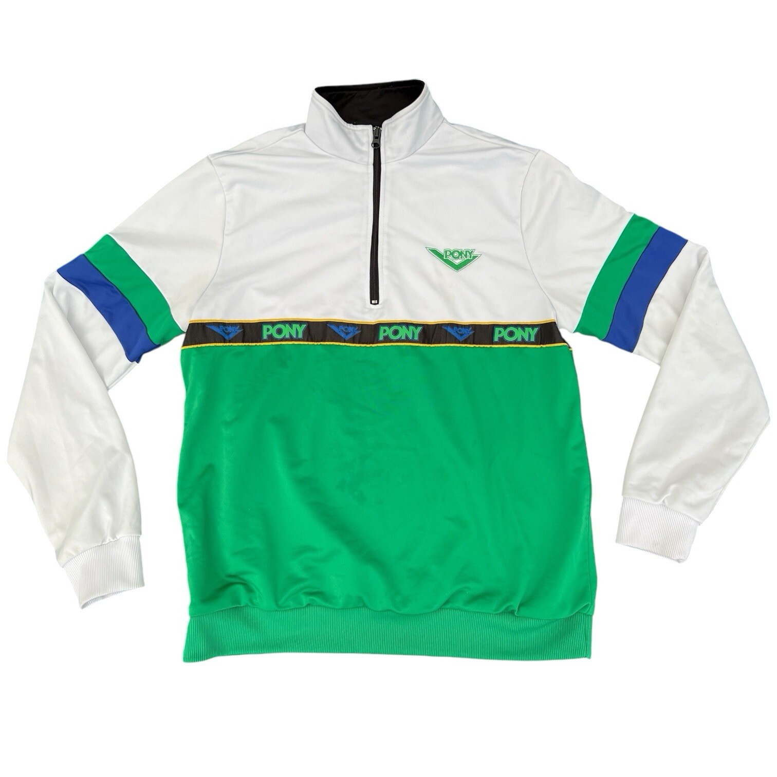 Giacca a vento Forever 21 x Pony 1 4 zip verde bianco taglia media uomo