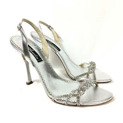 Vero Cuoio Women's Leather Shoes Silver Crystal Size 41 Italy Retail $659