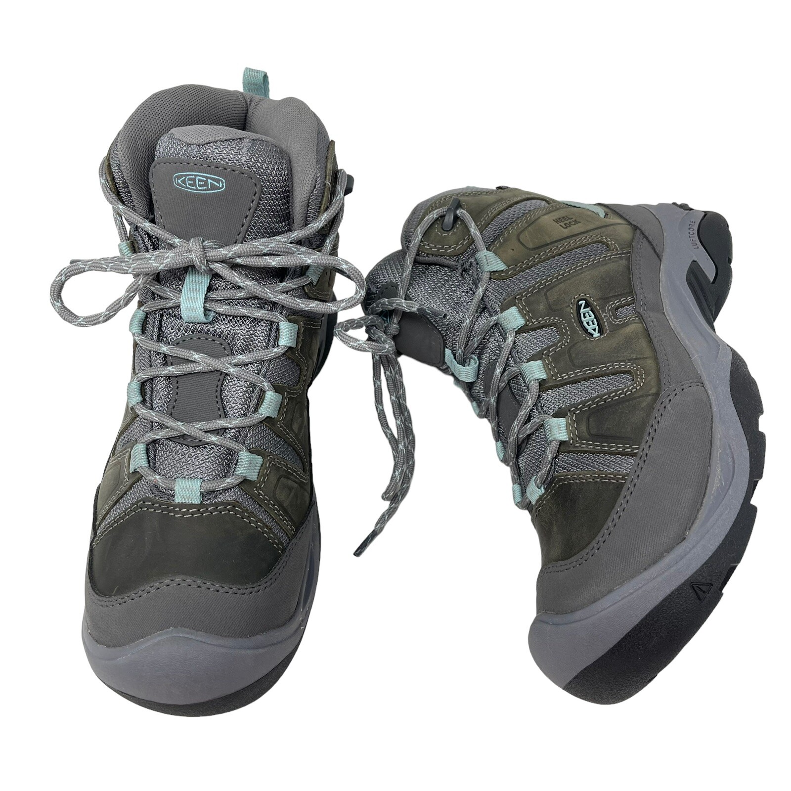 Stivali da trekking KEEN Circadia Mid donna 7 5 grigio blu pelle impermeabili nuovi