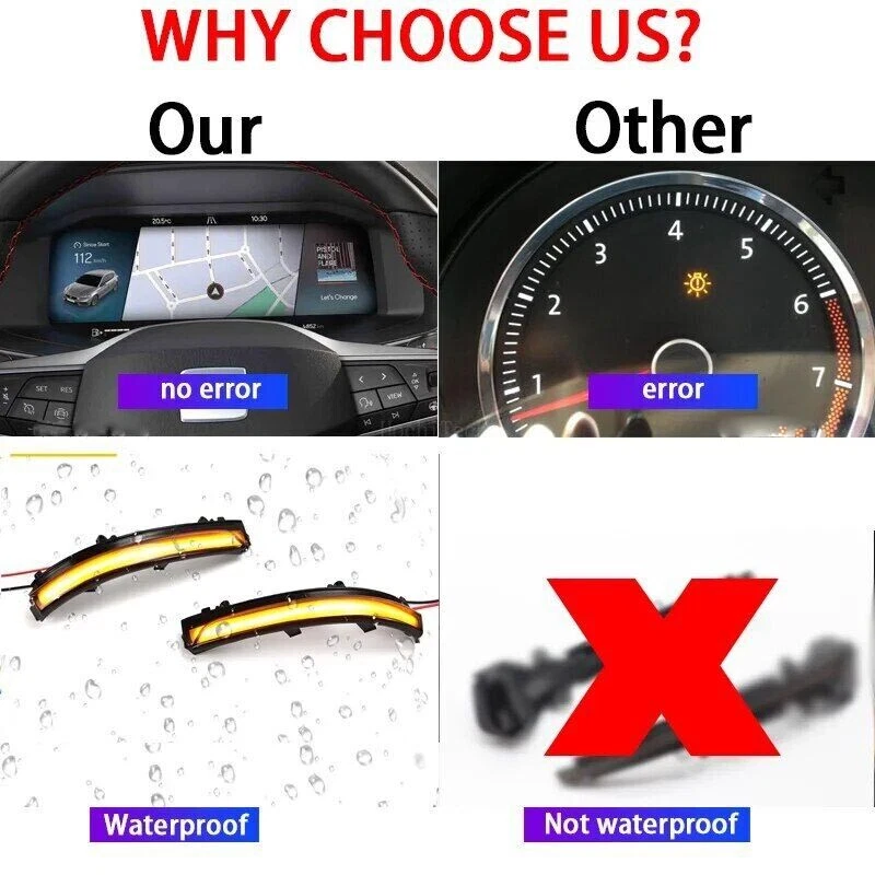 2 светодиодных боковых зеркала указателя поворота для VW GOL Saveiro Voyage FOX UP Passat B7 Jetta - Изображение 3 из 4