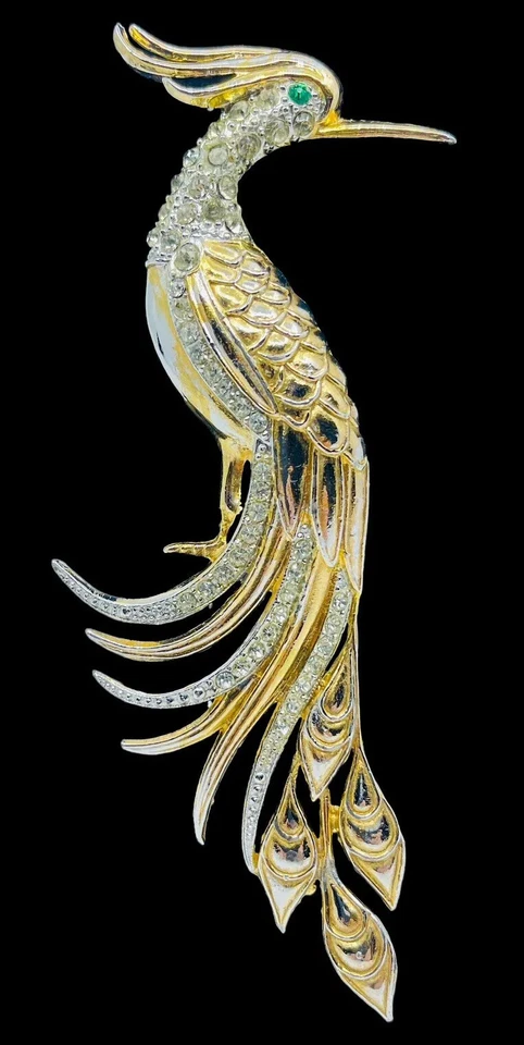 Broche prendedor vintage grande raro tono dorado peaco real patrimonio 5 1/2” largo