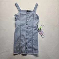 *NEW* Rewash Blue Denim Dress Sleeveless Light Button Front Womens L Large *NEW*