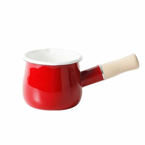 500ml Milk Pot Wooden Handle Enamel Butter Coffee Pot Mini Saucepan Cookware Pan - Picture 10 of 11