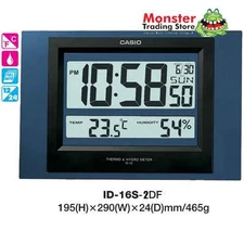 CASIO WALL CLOCK ID-16S-2DF ID16 TEMPERATURE 12 MONTH WARRANTY