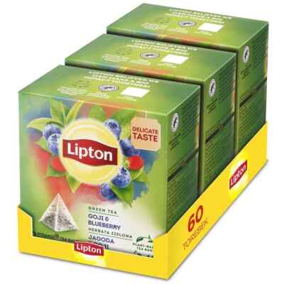 3 x Lipton GREEN TEA & BLUEBERRY & GOJI - 3 x 20 Pyramid Bags 28g / 0.98oz