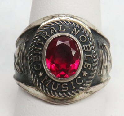 VINTAGE 1975 CENTRAL NOBLE MUSIC (Fla) .925 SILVER MANS CLASS RING SIZE ...