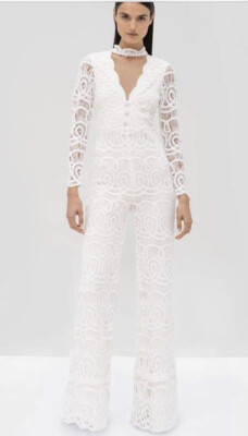 Alexis Choker Jumpsuit Lace ivory  sz S $675