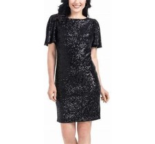 Hilary Radley Ladies' Sequin V-Neck Fully Lined Party Dress Black, Large, EUC