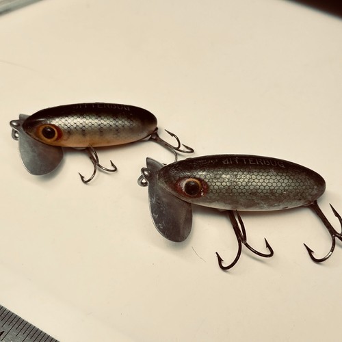 2 VINTAGE ARBOGAST WOOD JITTERBUG  LURES 2 HOOK - Picture 10 of 11
