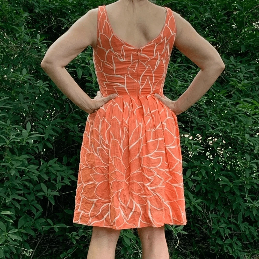 Antonio Melani orange dress with white emb eBay