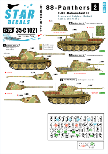 Star Decals 35-C1021 , Decals for SS-Panthers # 2 - 9. SS HOHENSTAUFEN , 1:35 - 第 1/1 張圖片