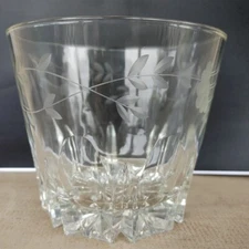 Princess House Heritage Crystal Ice Bucket Pattern Etched Glass Vintage Floral