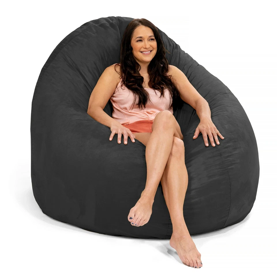 Sofá Jaxx 6' Cocoon Bean Bag con funda de microgamuza negra extraíble Foto 2 de 4