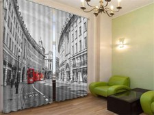 Track Train Street 3D Curtains Blockout Photo Printing Curtains Drape Fabric