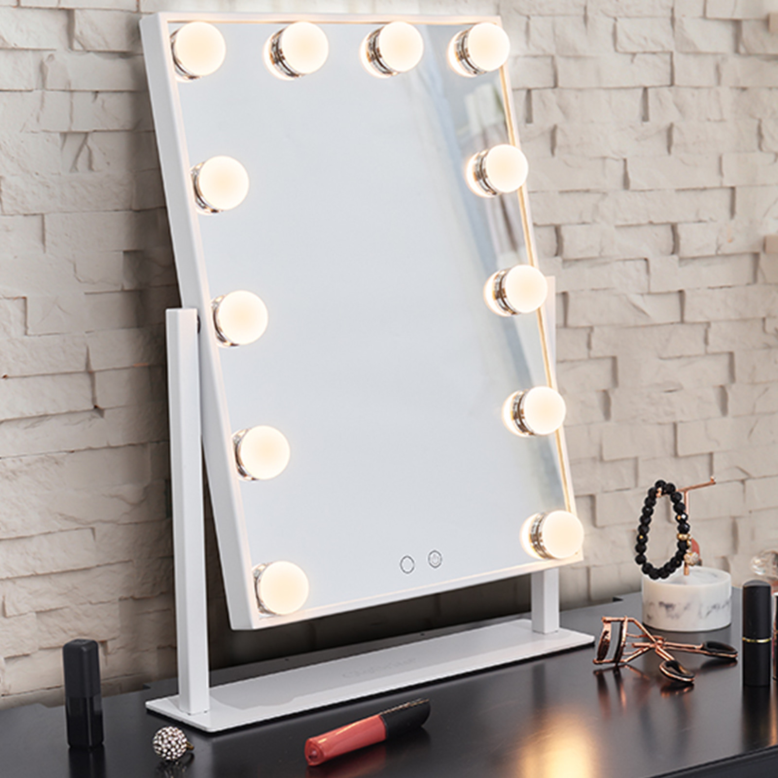 all glass glam led dressing table mirror