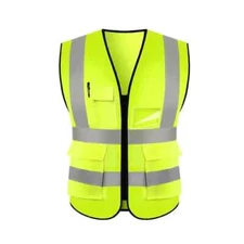 Hi Vis Two Tone Safety Vest Reflective Multi Pocket Security Construction Work