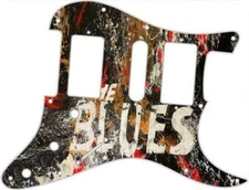 Stratocaster Graphical Pickguard Custom fit Fender HSH 11 Hole Blues 1