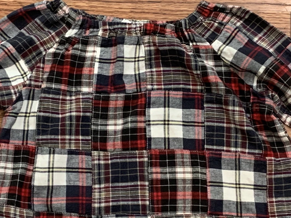 Camisa Top Mangas Campana Lolly Wolly Doodle Niñas Talla 5 Tartán Cuadros Retazos Foto 3 de 4