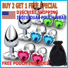 Butt Plug Anal Toy Colorful Jewel Metal Stainless S/M/L For Women Men Couples