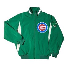 Chicago Cubs GAME USED Jacket Green St Patrick’s Day RARE MLB Clover Jersey L