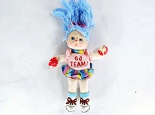 9" Blue Hair Cheerleader Dan Brechner Go Team! Plush Pom Poms