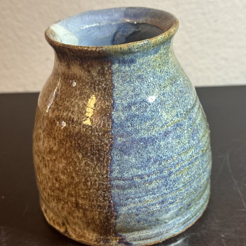 Vintage Studio Pottery Stoneware Vase With Glazed And Natural Finish Signed - Picture 2 of 9
