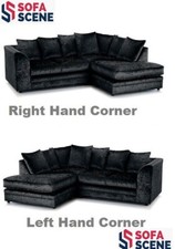 Crushed Velvet Black Sofa Armchair Original Glitz Chicago 3 2 Seater Plush Suite