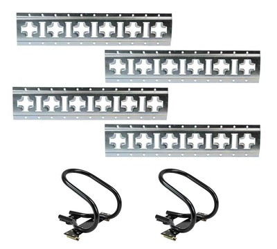 2ft Horizontal & Vertical Cross Style E-Track w/ Motorcycle Wheel Chock for 7...