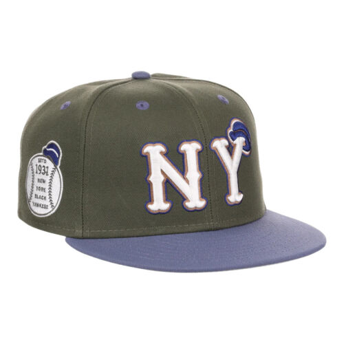 NEW YORK BLACK YANKEES NEGRO LEAGUE  EBBETS FIELD FLANNELS OLIVE FITTED HAT NWT - Picture 1 of 6