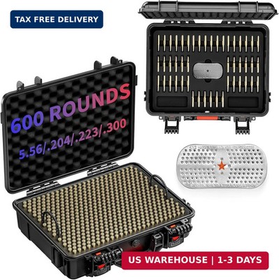 Kinghardcase 5.56 Ammo Case, Waterproof Ammo Storage Box Compatible with .223 an