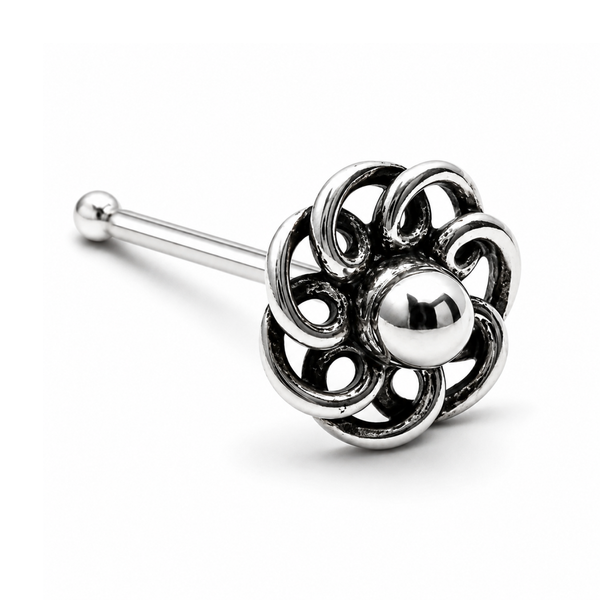 Keltische Sonne Rad Nasenstecker 925 Sterling Silber 22G 7Mm Kugelende...-image