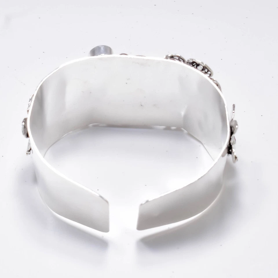 925 Sterling Silver Moonstone Gemstone Jewelry Handmade Cuff Bracelet - Image 3 of 4