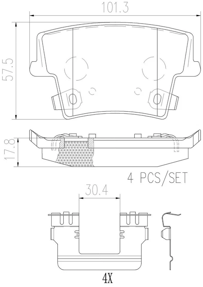 Juego de pastillas de freno de disco trasero para Chrysler 300 2013-2016 Foto 2 de 4