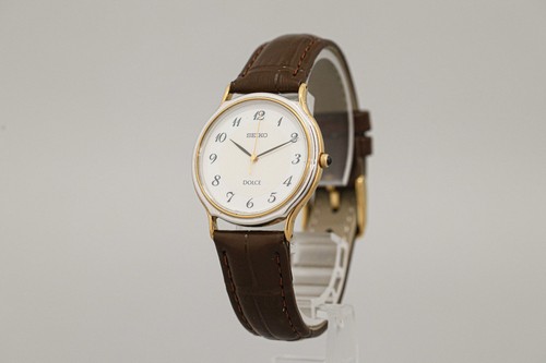 *CASI COMO NUEVO* Vintage 1998 SEIKO Dolce 5E61-0A20 Cuarzo Carcasa Esfera Árabe 32 mm Hombres - Imagen 9 de 12
