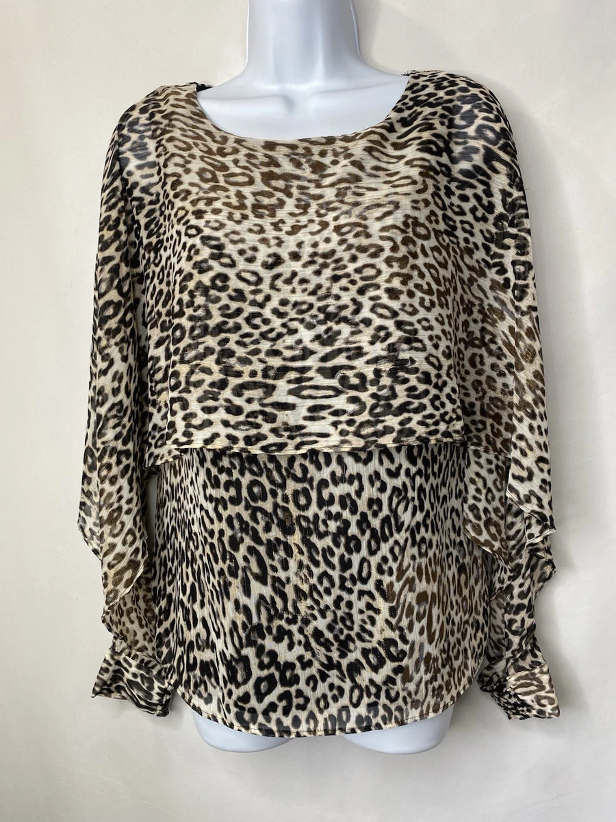 Haut Femme DKNY Sans Manches Imprimé Léopard Gris Et Noir - Taille XS - Occasion Très Bon état