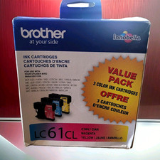 Brother LC61CL  Ink Cartridges -  CYAN MAGENTA YELLOW - 3 Pk - NEW - Exp 12/2025