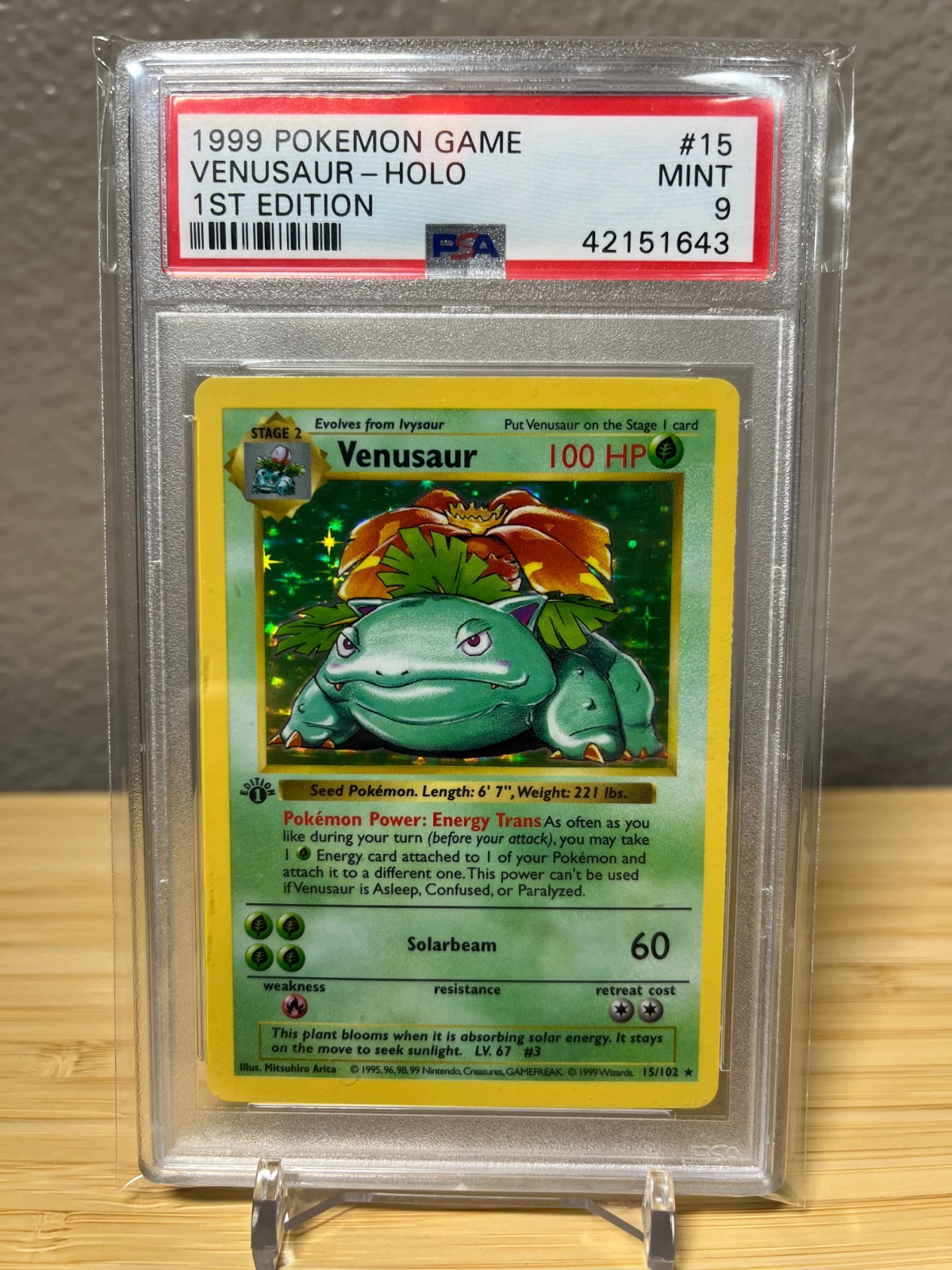1999 Pokemon Game 1st Edition #15 Venusaur Holo PSA 9 MINT