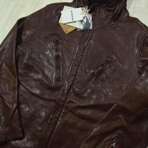 Avirex Out of Print Sheep Leather Hooded Jacket Brown Sheepskin Used - Picture 7 of 12