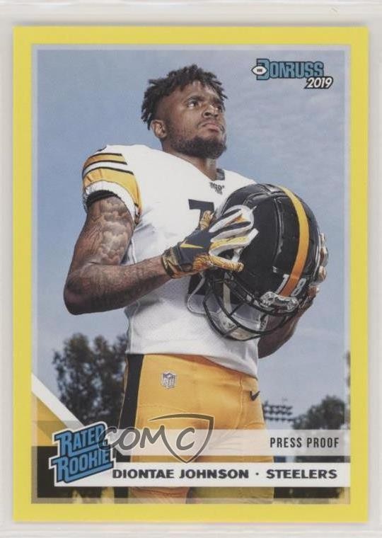 2019 Panini Donruss Rated Press Proof Yellow Diontae Johnson #327 Rookie RC