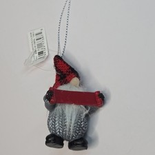 Ganz Gnome Christmas Ornament Grey Fabric Hat