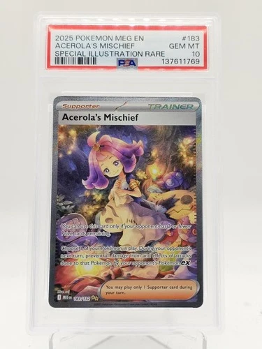 ACEROLA'S MISCHIEF 2025 POKEMON MEGA EVOLUTION SIR #183 GEM MINT PSA 10 Q1814
