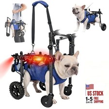 Upgraded 4-Wheel Dog Wheelchair with LED Safety Lights  DIY Name Tag  
